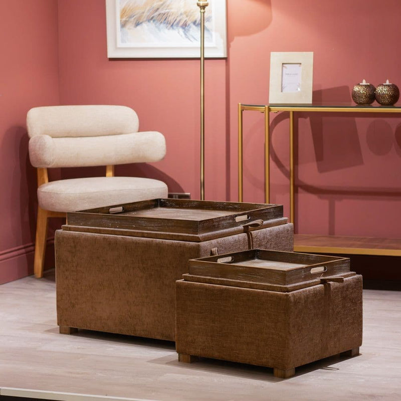 TARA Maya Tray Table Pouffes | Cappuccino TL7087
