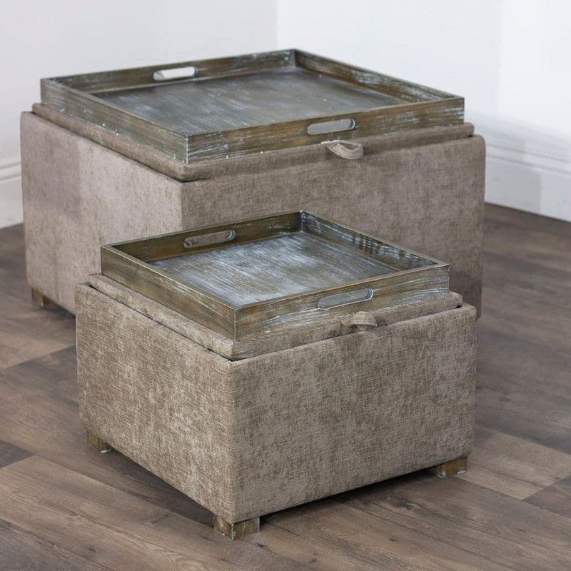 TARA Maya Tray Table Pouffes | Cappuccino TL7087