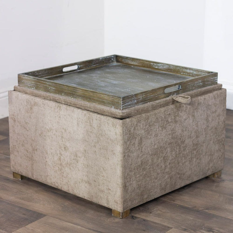 TARA Maya Tray Table Pouffes | Cappuccino TL7087