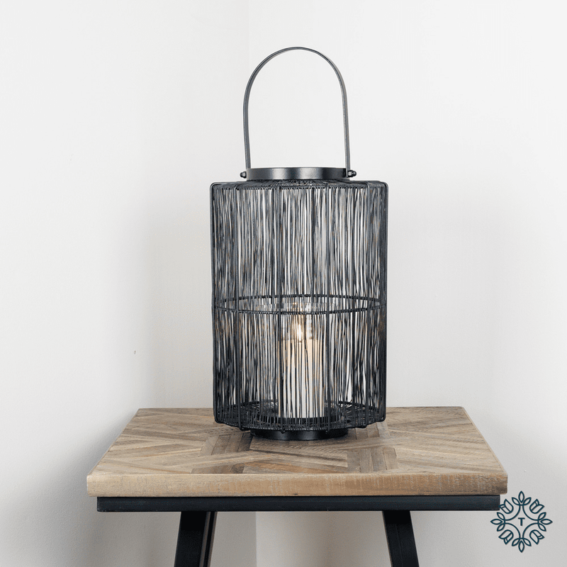 Tara Meera Wire Lantern Large | Black TL5731