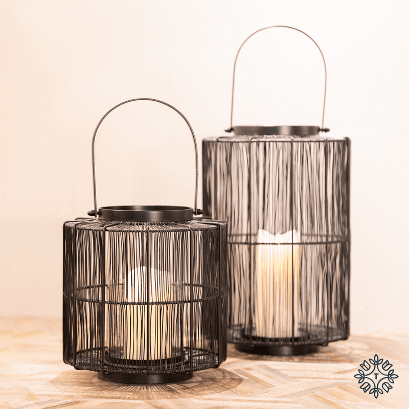 Tara Meera Wire Lantern Large | Black TL5731