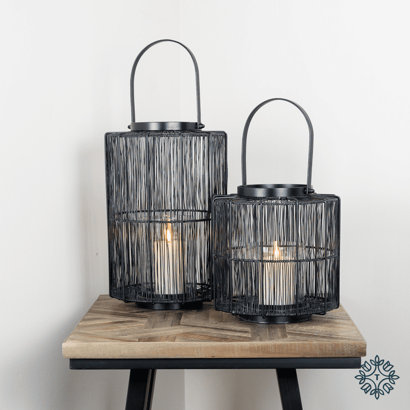Tara Meera Wire Lantern Medium | Black TL5732