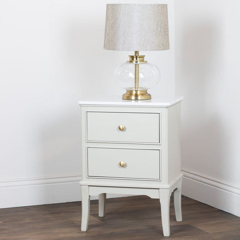 TARA Monroe 2 Drawer Accent Table With Marble Top | Natural TL7221
