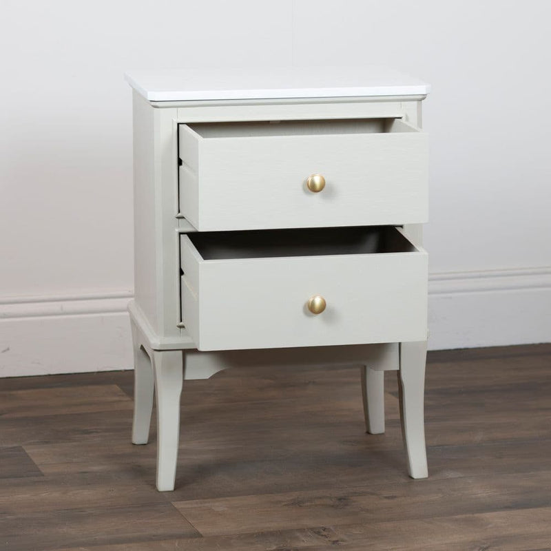 TARA Monroe 2 Drawer Accent Table With Marble Top | Natural TL7221