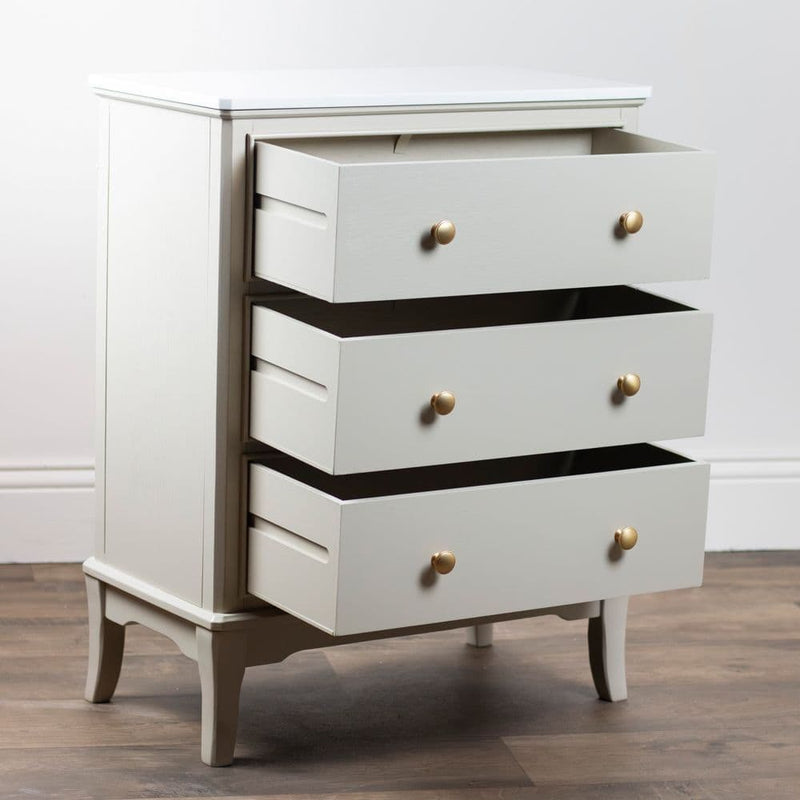 TARA Monroe 3 Drawer Large Locker With Marble Top | Natural TL7226