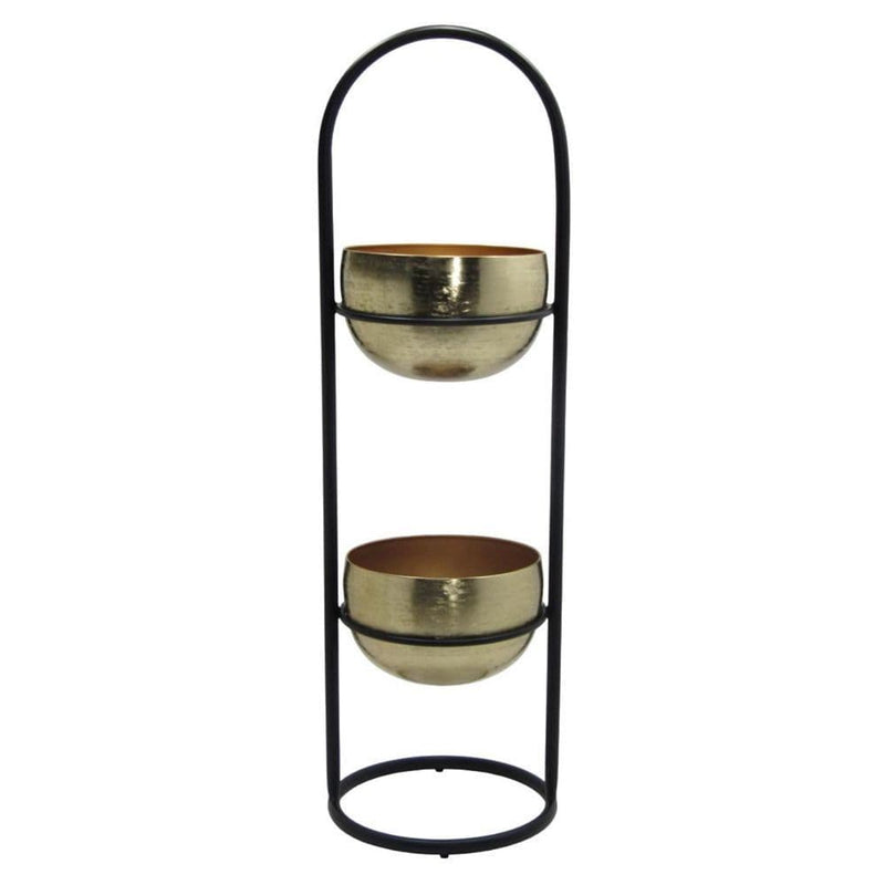 TARA Sana 2 Tier Planter With Stand | Black /Gold TL6921