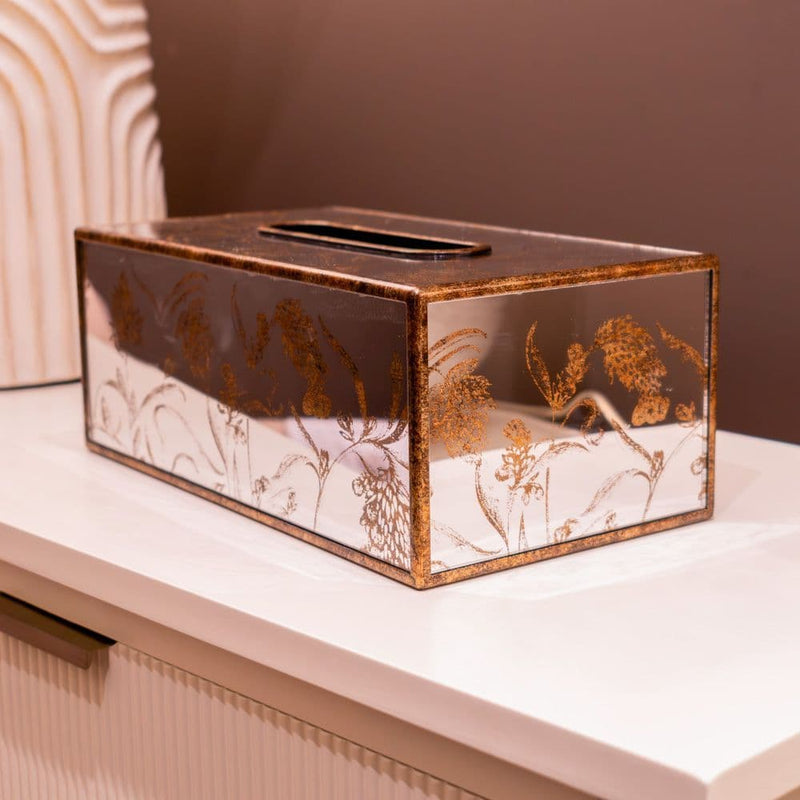 TARA Vela Rectangle Tissue Box |Gold  TL618