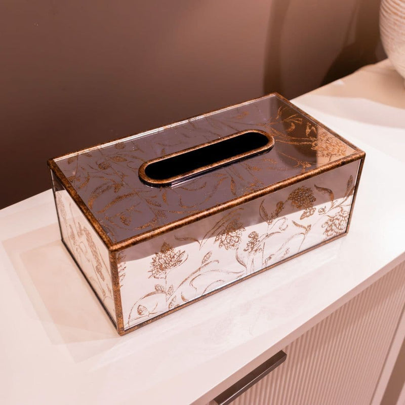 TARA Vela Rectangle Tissue Box |Gold  TL618