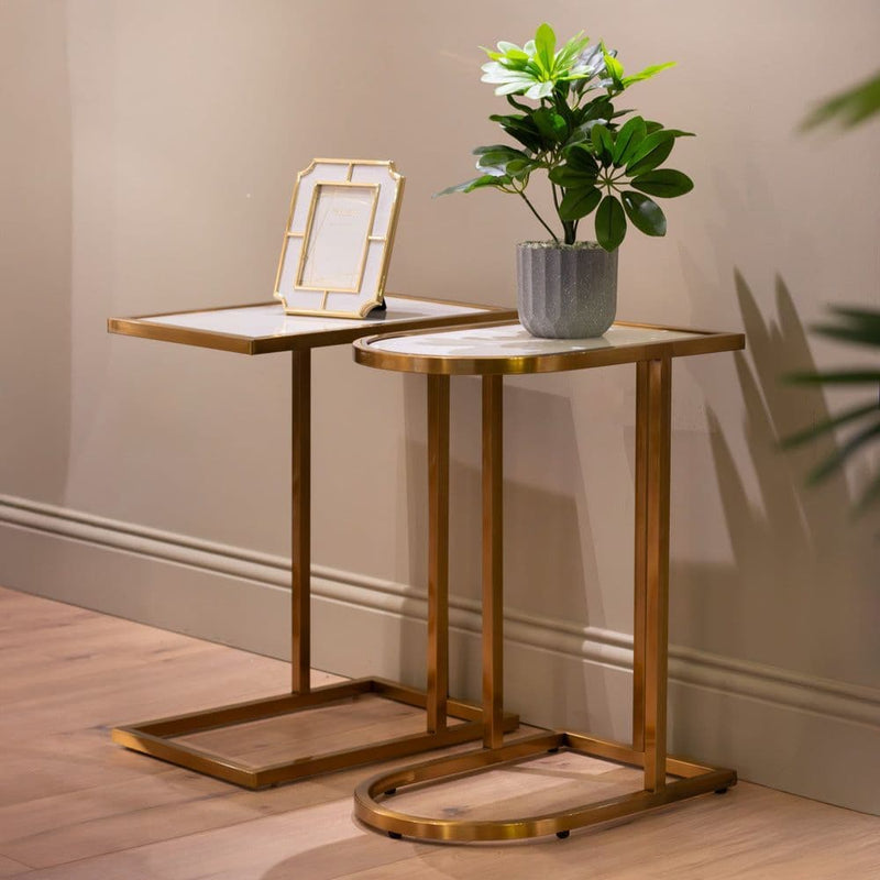 TARA Vienna Marble Sofa table curved | Gold TL6870