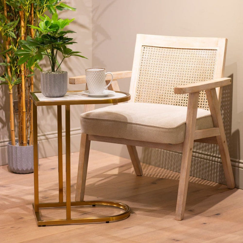 TARA Vienna Marble Sofa table curved | Gold TL6870