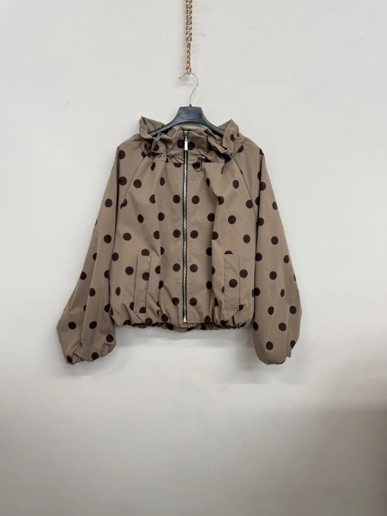 MAY MODA Rose Polka Dot Lightweight Jacket | Taupe