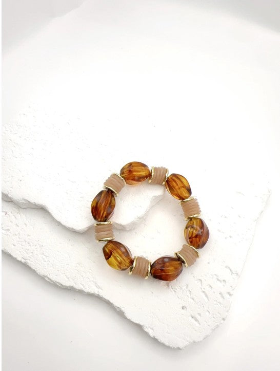 H&T Bijoux Acrylic Elastic Bracelet | Terracotta  BR3054