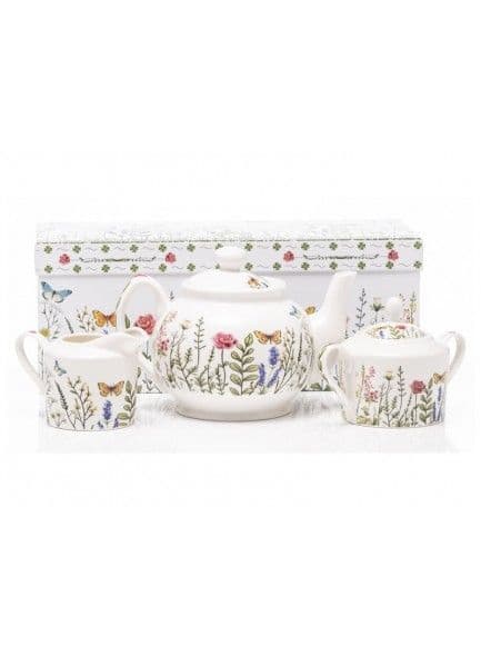 The Emma James 3 PC Tea Set with Tea Pot Sugar & Milk Jug | Rose SR4