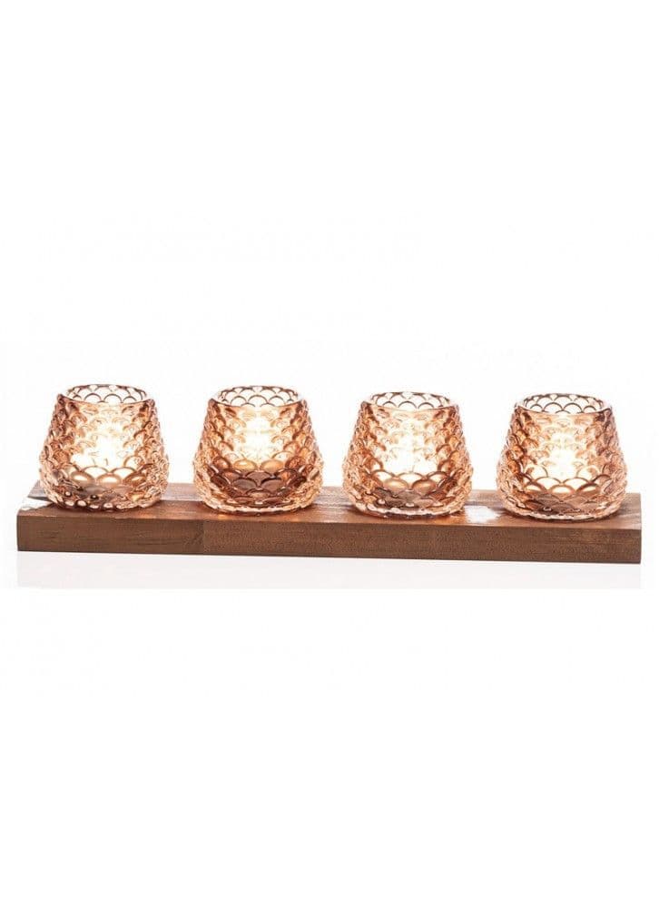 The Grange Collection Candle Holder Wooden Base  35x8x12 cm |MV17