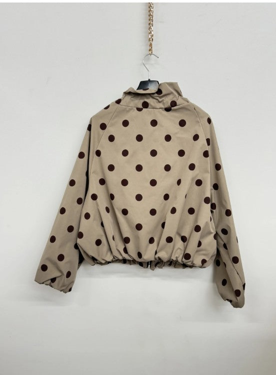 MAY MODA Rose Polka Dot Lightweight Jacket | Taupe