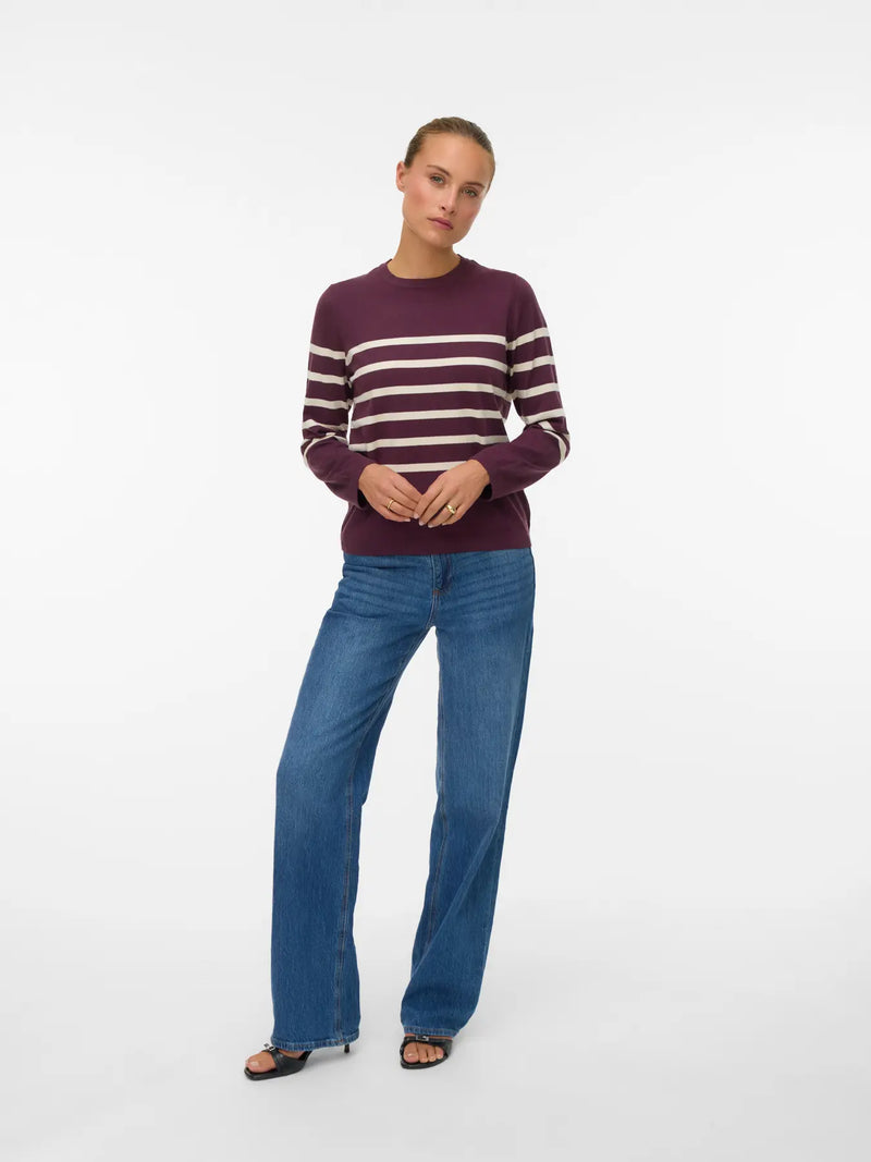Vero Moda Saba Plain LS O-Neck Pullover | Wine