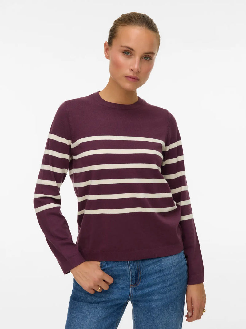 Vero Moda Saba Plain LS O-Neck Pullover | Wine