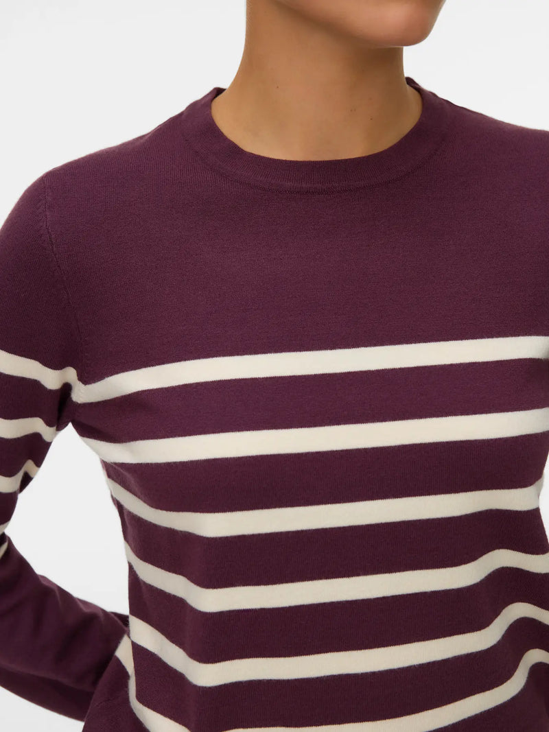 Vero Moda Saba Plain LS O-Neck Pullover | Wine