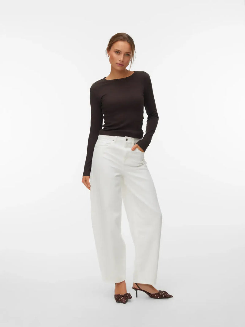 Vero Moda Billie HR Barrel Ankle Jeans | White