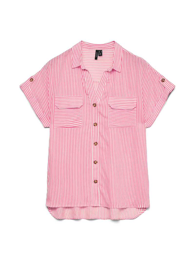 Vero Moda Bumpy SS Shirt | White /pink