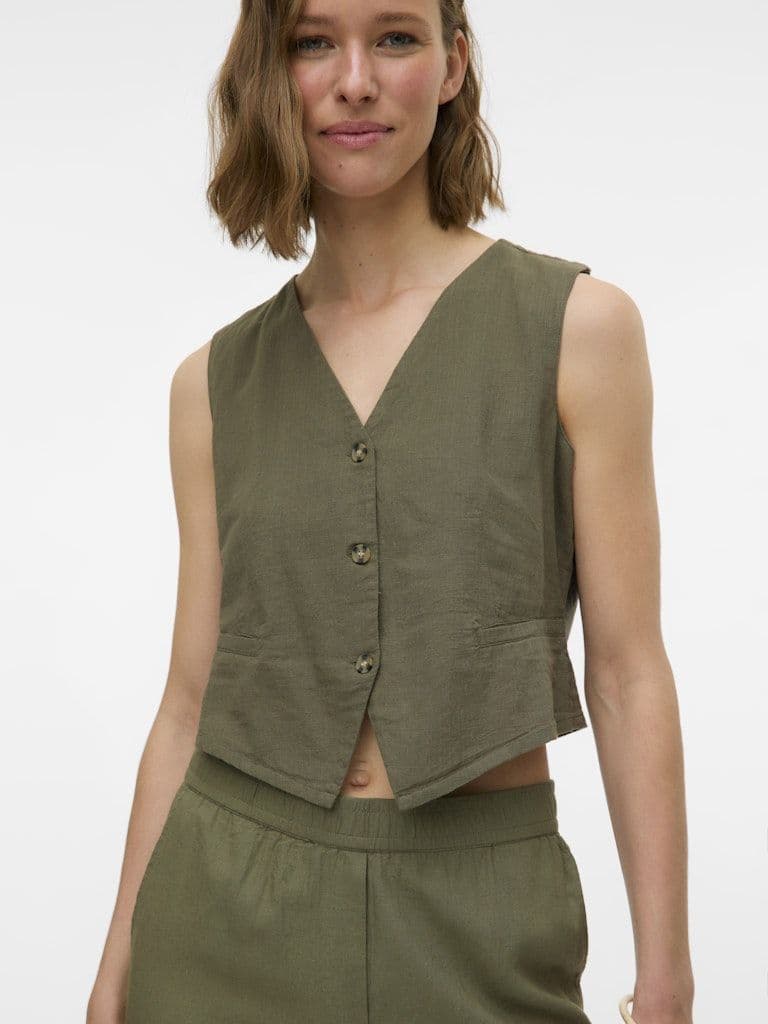 Vero Moda Caia SL Vest Top | Lichen