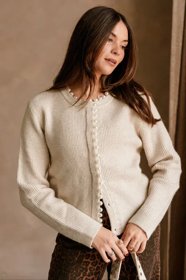 Vero Moda Erin LS O-Neck Pearl Cardigan | Birch