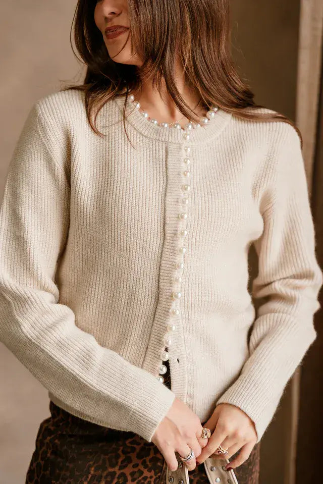 Vero Moda Erin LS O-Neck Pearl Cardigan | Birch