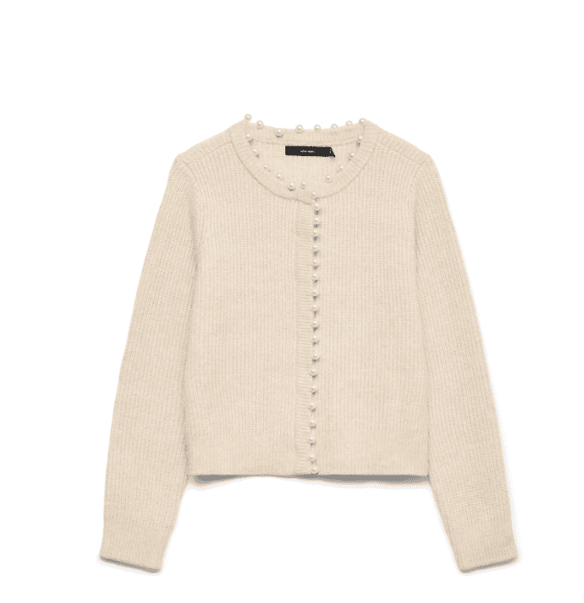 Vero Moda Erin LS O-Neck Pearl Cardigan | Birch