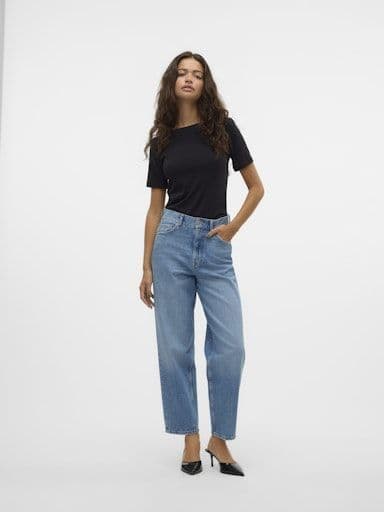 Vero Moda Etna HR Barrel Denim Jeans | Med Blue