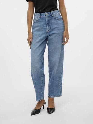 Vero Moda Etna HR Barrel Denim Jeans | Med Blue