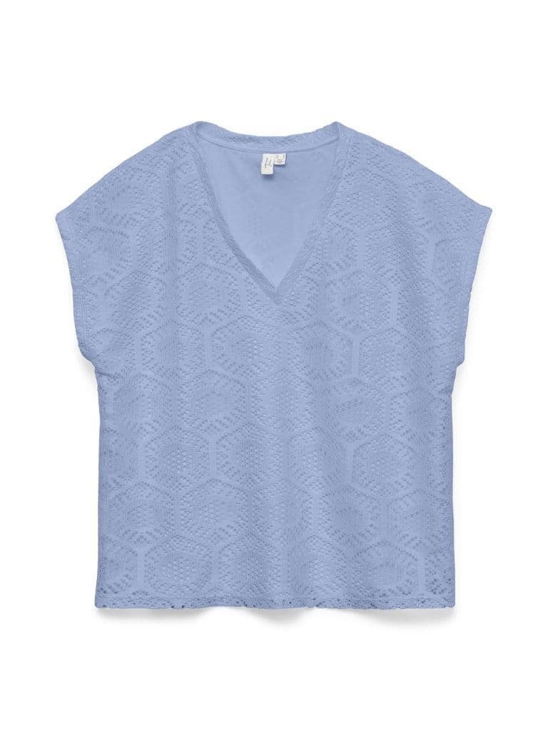 Vero Moda Iris Crochet V-Neck T-Shirt | Blue