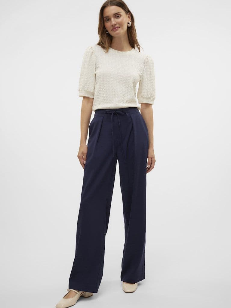 Vero Moda Isolde MW wide Belt Pant | Navy