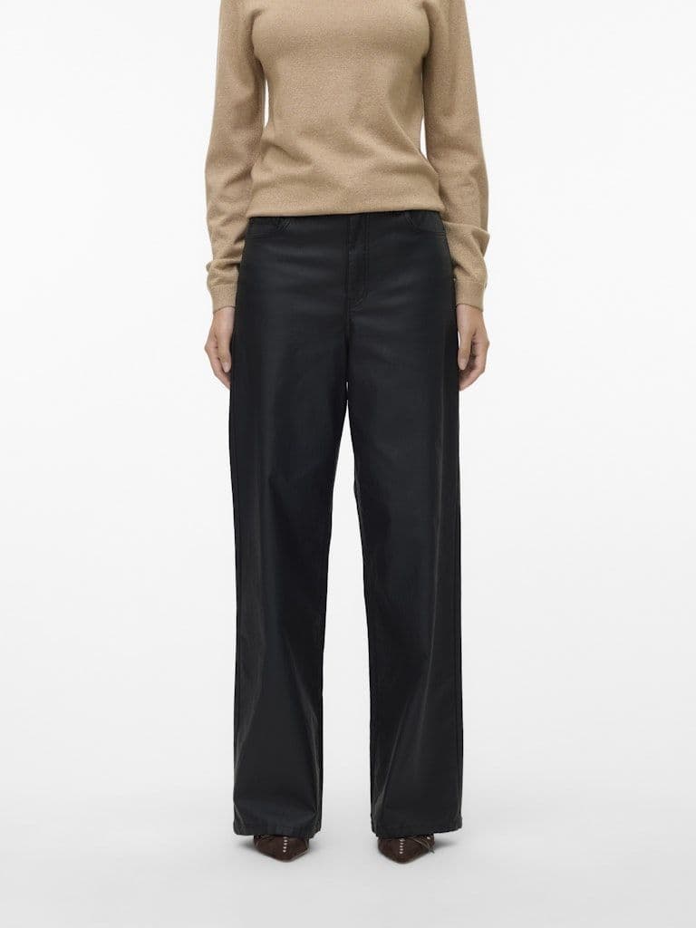 Vero Moda Kayla HR Wide Coated Jean| Black
