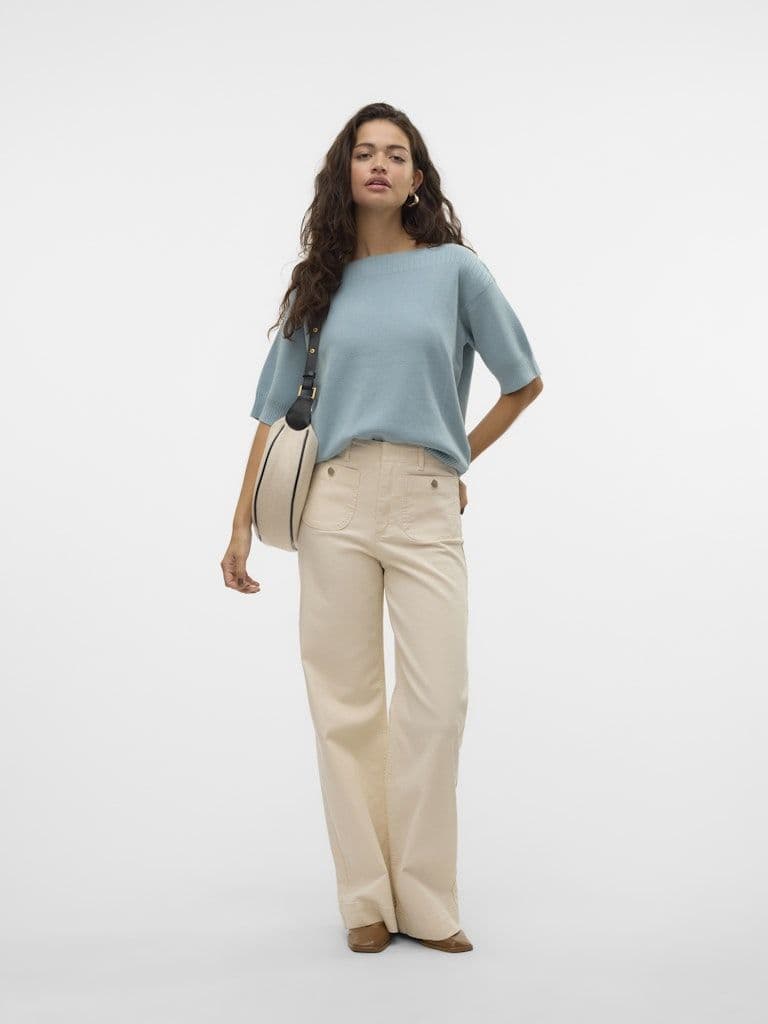 Vero Moda Kayla HR Wide Pocket Jean| Ecru