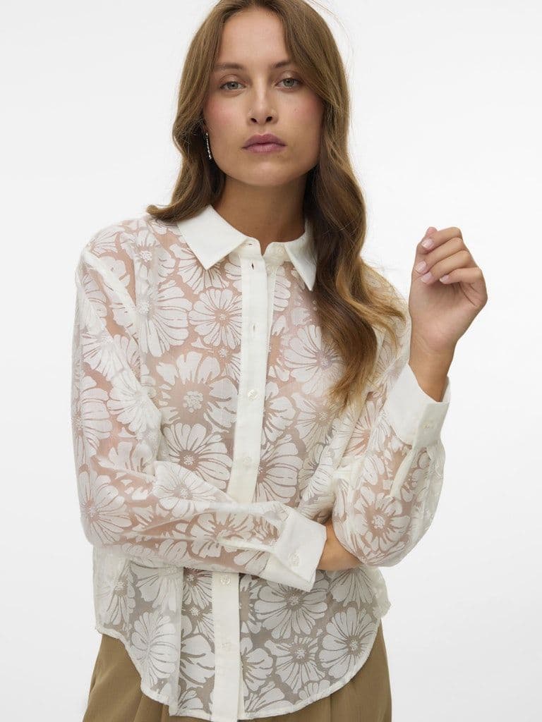 Vero Moda Kova LS Shirt  | Cloud Dancer