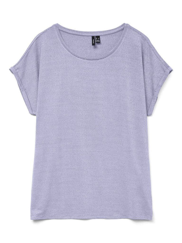 Vero Moda Lava Glitter SS Top Strip | Purple