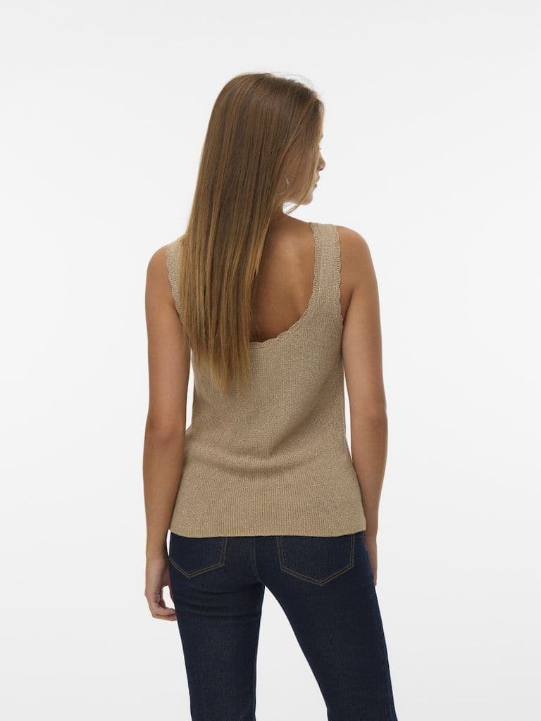 Vero Moda Lexie Shine SL U-Neck Top| Silver Mink