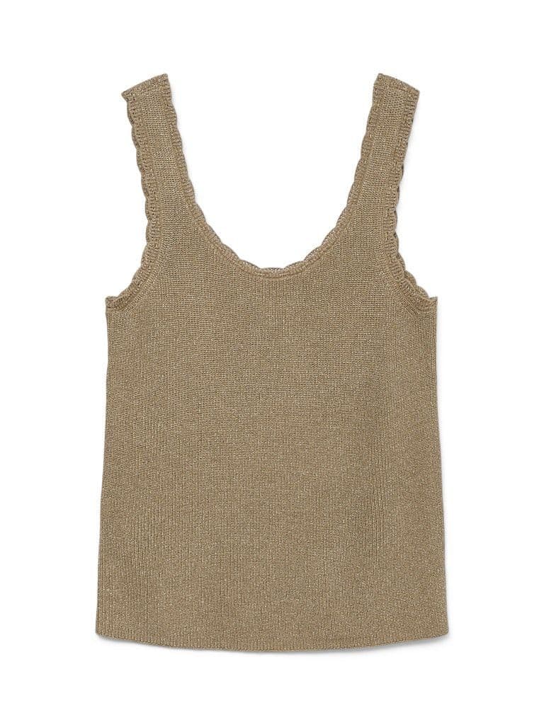 Vero Moda Lexie Shine SL U-Neck Top| Silver Mink