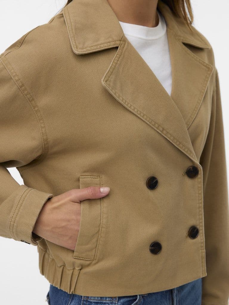 Vero Moda Lowa LS Coloured Denim  Trench Coat| Kelp