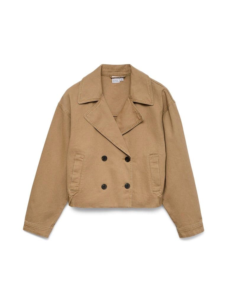 Vero Moda Lowa LS Coloured Denim  Trench Coat| Kelp
