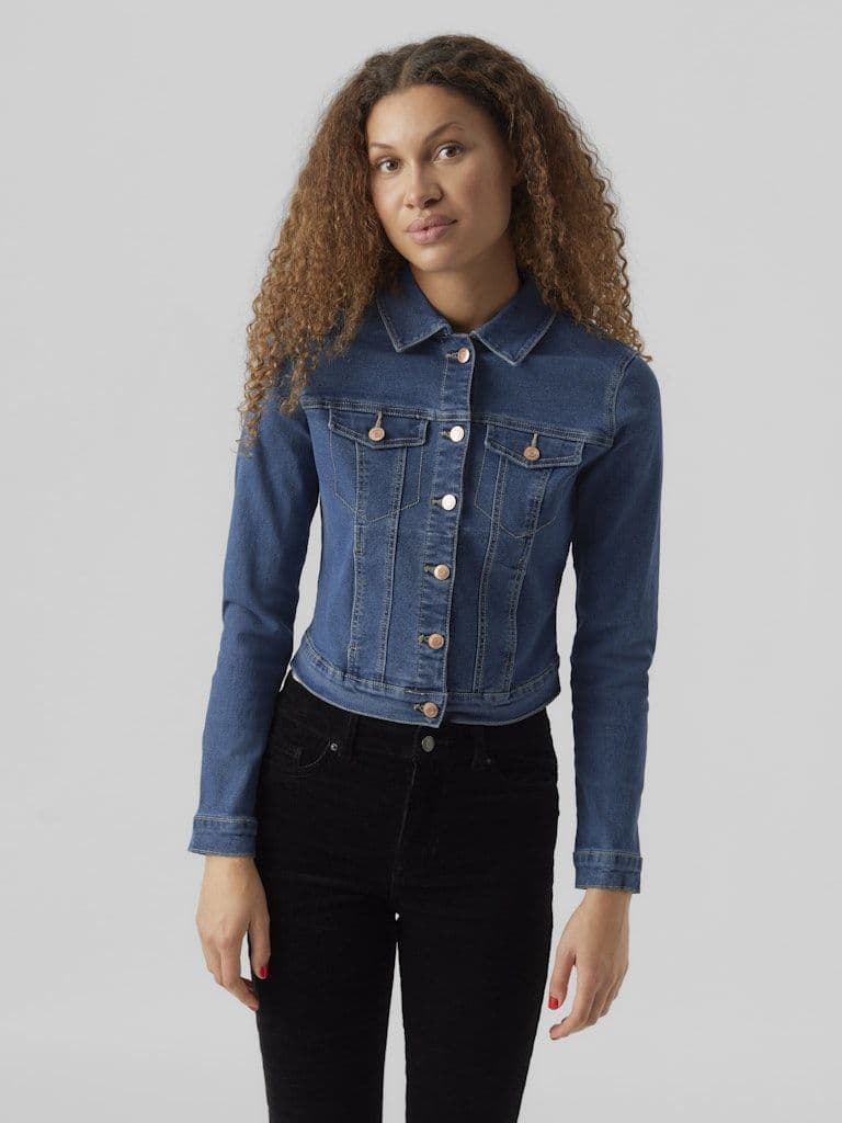 Vero Moda Luna LS Slim Denim Jacket | Med Blue