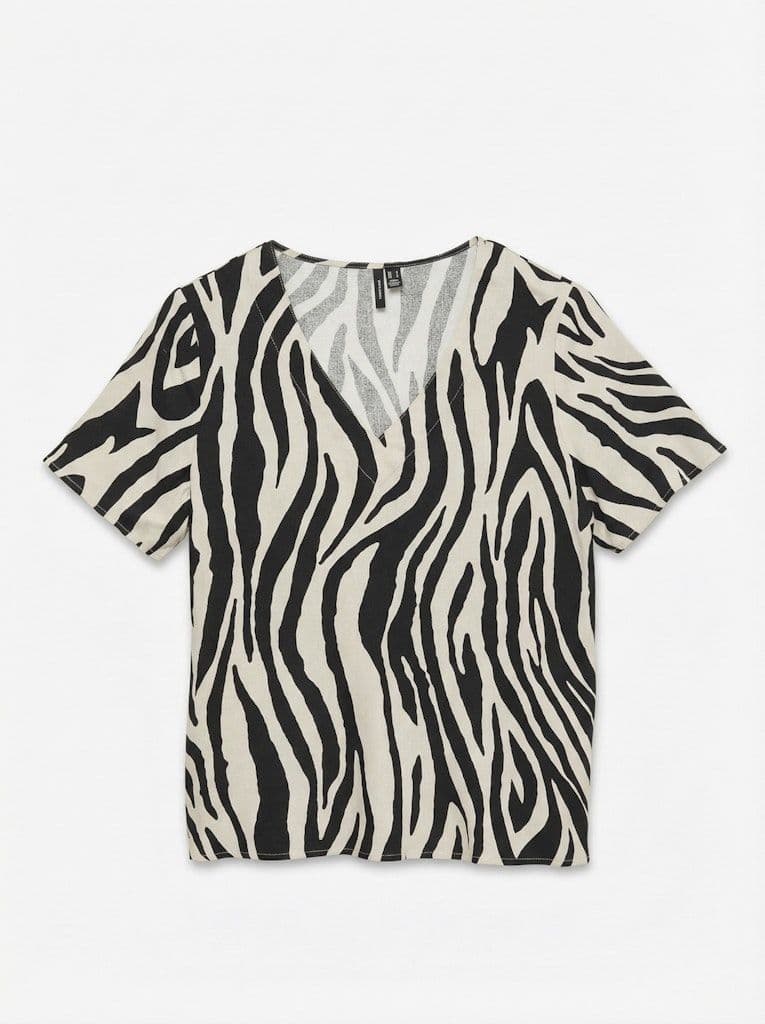 Vero Moda Mymilo S/S V-Neck Top | Silver