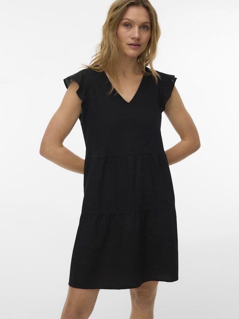 Vero Moda Mymilo SL V-Neck Short Dress | Black