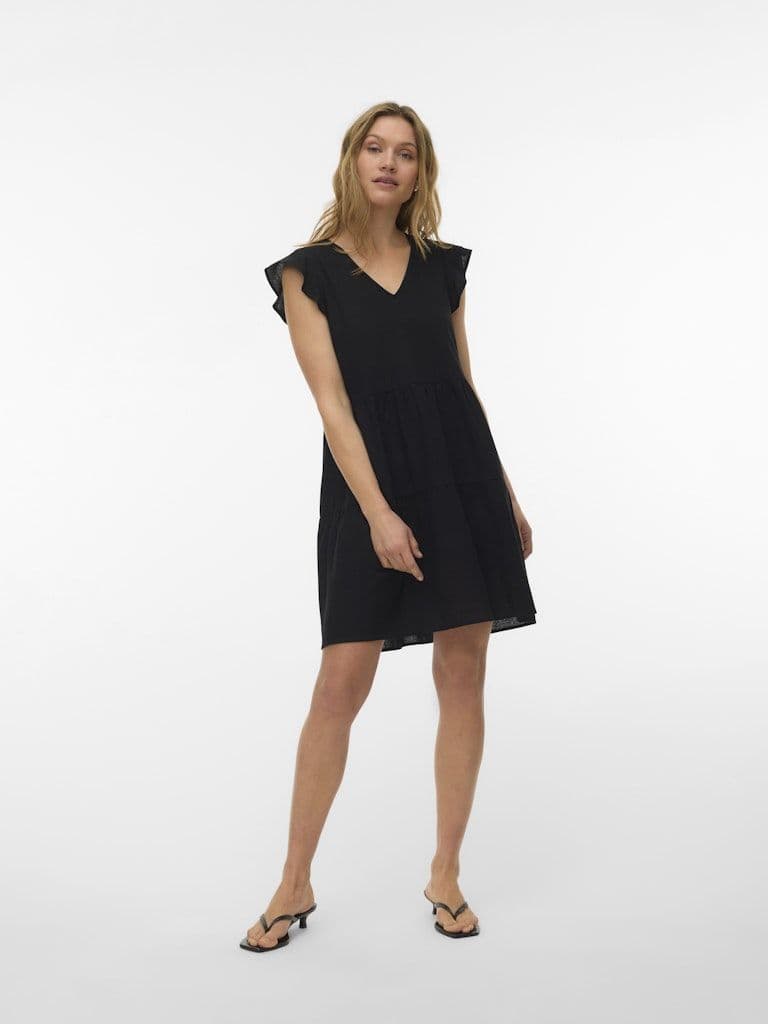 Vero Moda Mymilo SL V-Neck Short Dress | Black