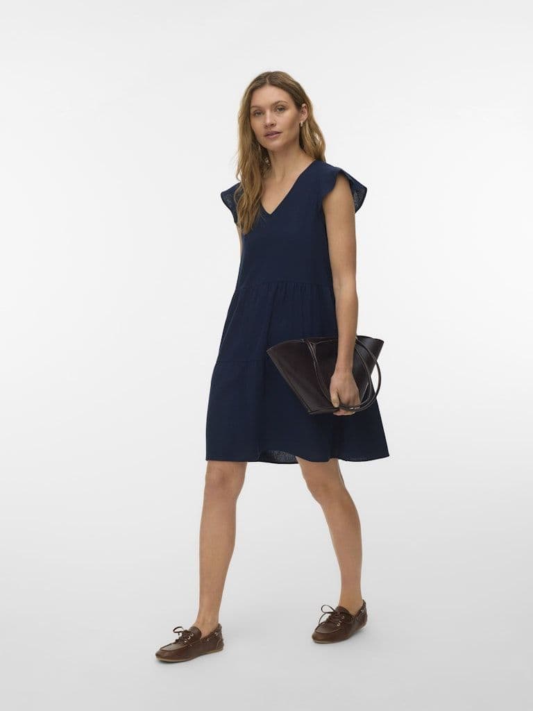 Vero Moda Mymilo SL V-Neck Short Dress | Navy