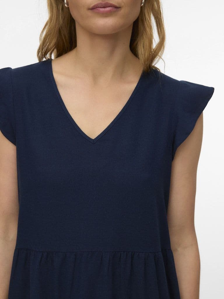 Vero Moda Mymilo SL V-Neck Short Dress | Navy