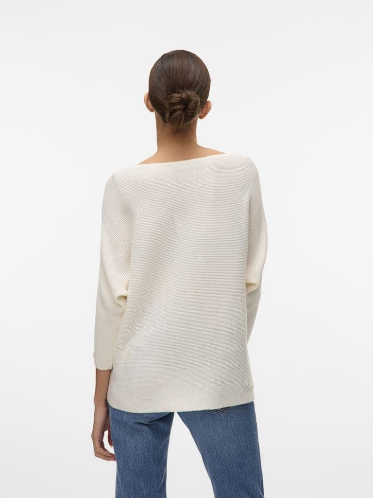 Vero Moda Nora 3/4 Boat Neck Pullover| Snow White