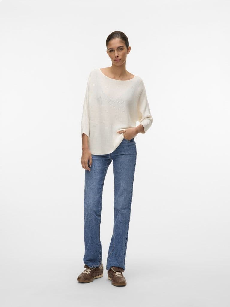 Vero Moda Nora 3/4 Boat Neck Pullover| Snow White