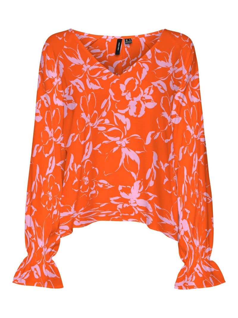 Vero Moda Polliana Inge LS V-Neck T Scarlet