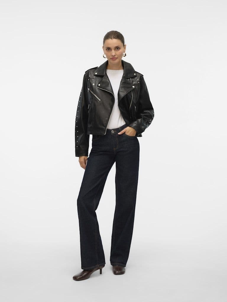 Vero Moda Ramon Annastud Short Coated Jacket| Black